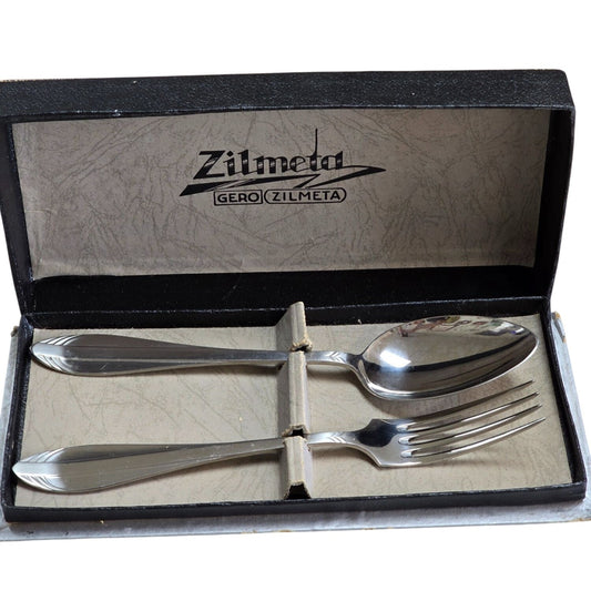 Vintage Zilmeta Gero Stainless Steel Spoon & Fork Set In Box