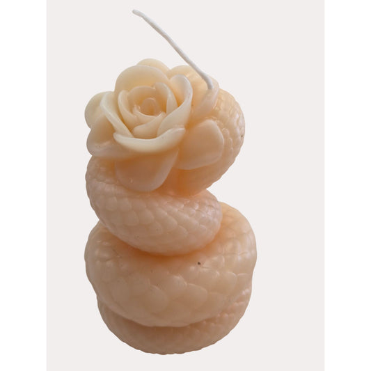 Snake-Shaped Decorative Candle With Rose Top