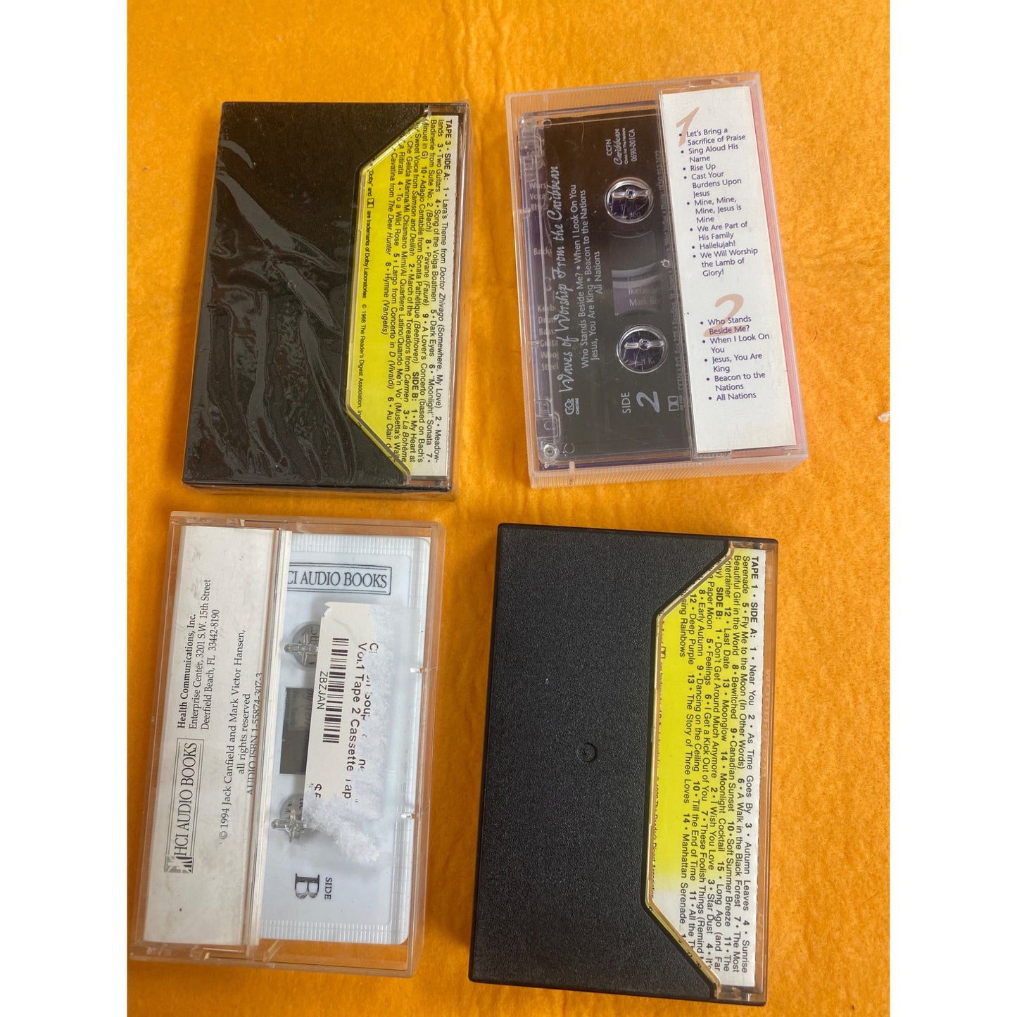 Vintage Cassette Tape Collection With Concert Under The Stars Waves Of Worship Chicken Soup For The Soul & Moonglow