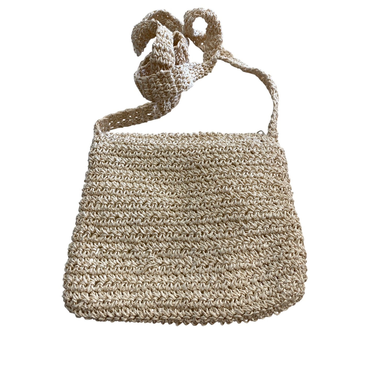 Handcrafted Beige Straw Crochet Shoulder Bag With Sunflower Embroidery