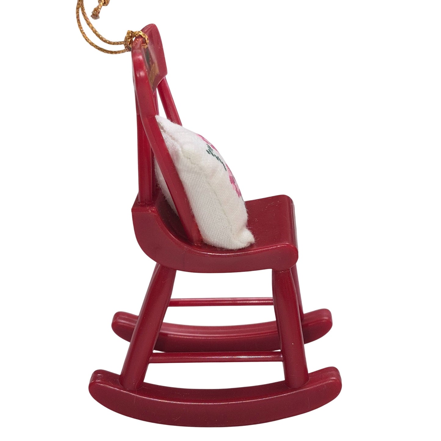Red Miniature Rocking Chair Ornament With Grandma Text & Floral Pillow