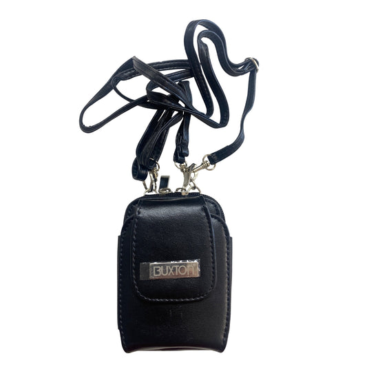 Buxton Black Leather Mini Crossbody Wallet With Adjustable Strap & Multiple Compartments