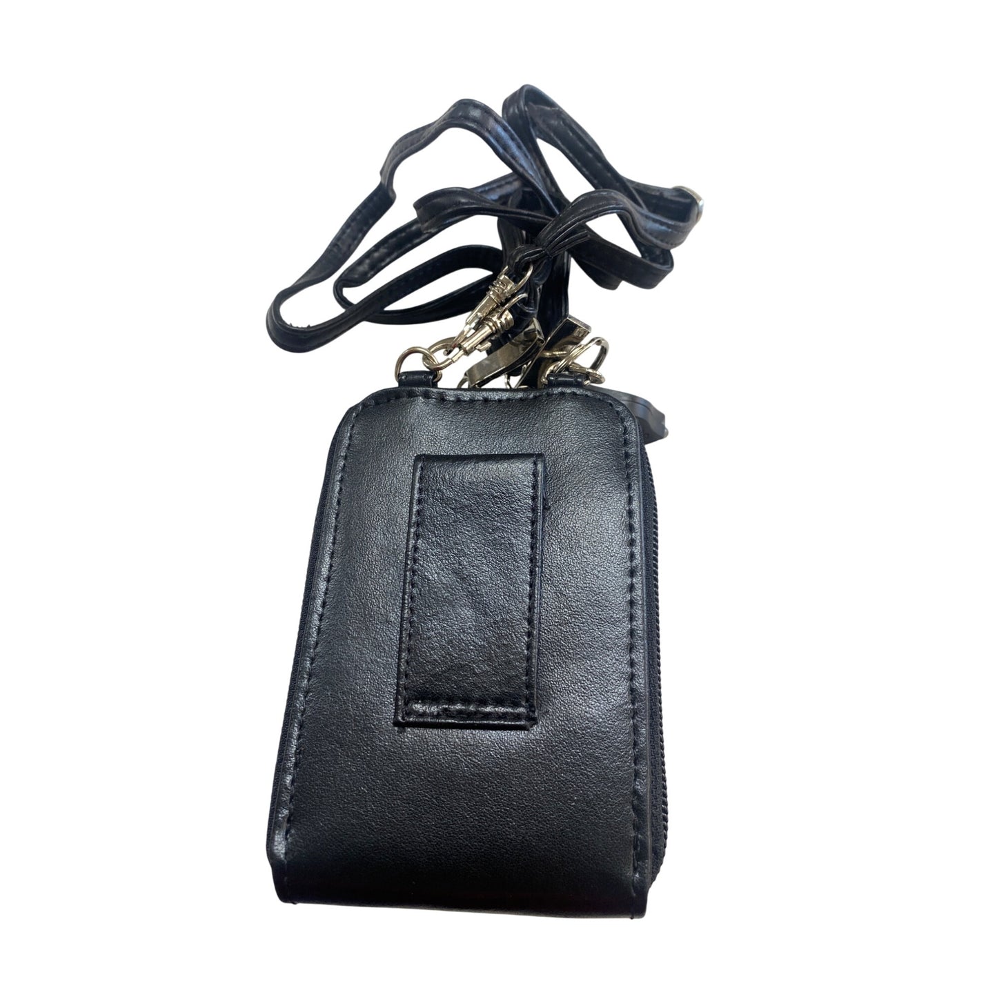 Buxton Black Leather Mini Crossbody Wallet With Adjustable Strap & Multiple Compartments