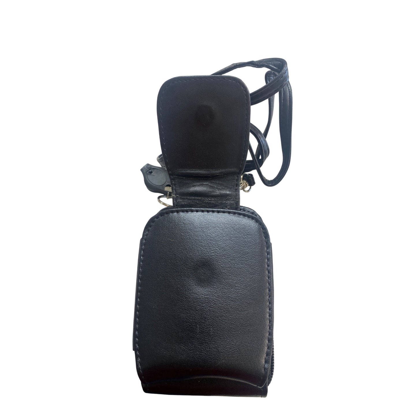 Buxton Black Leather Mini Crossbody Wallet With Adjustable Strap & Multiple Compartments