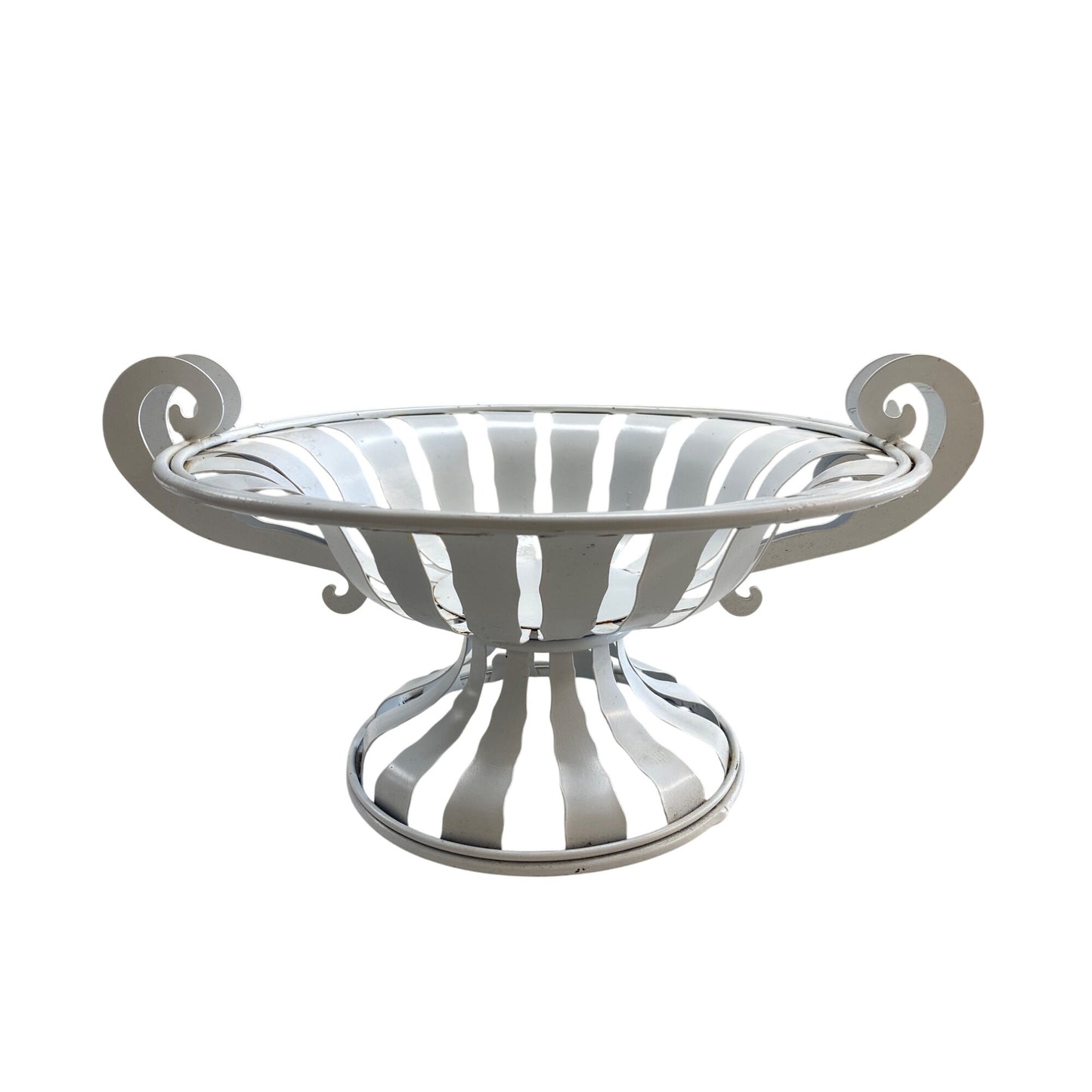 Decorative White Metal Fruit Bowl Urn