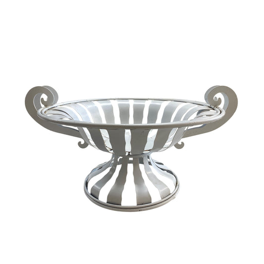Decorative White Metal Fruit Bowl Urn
