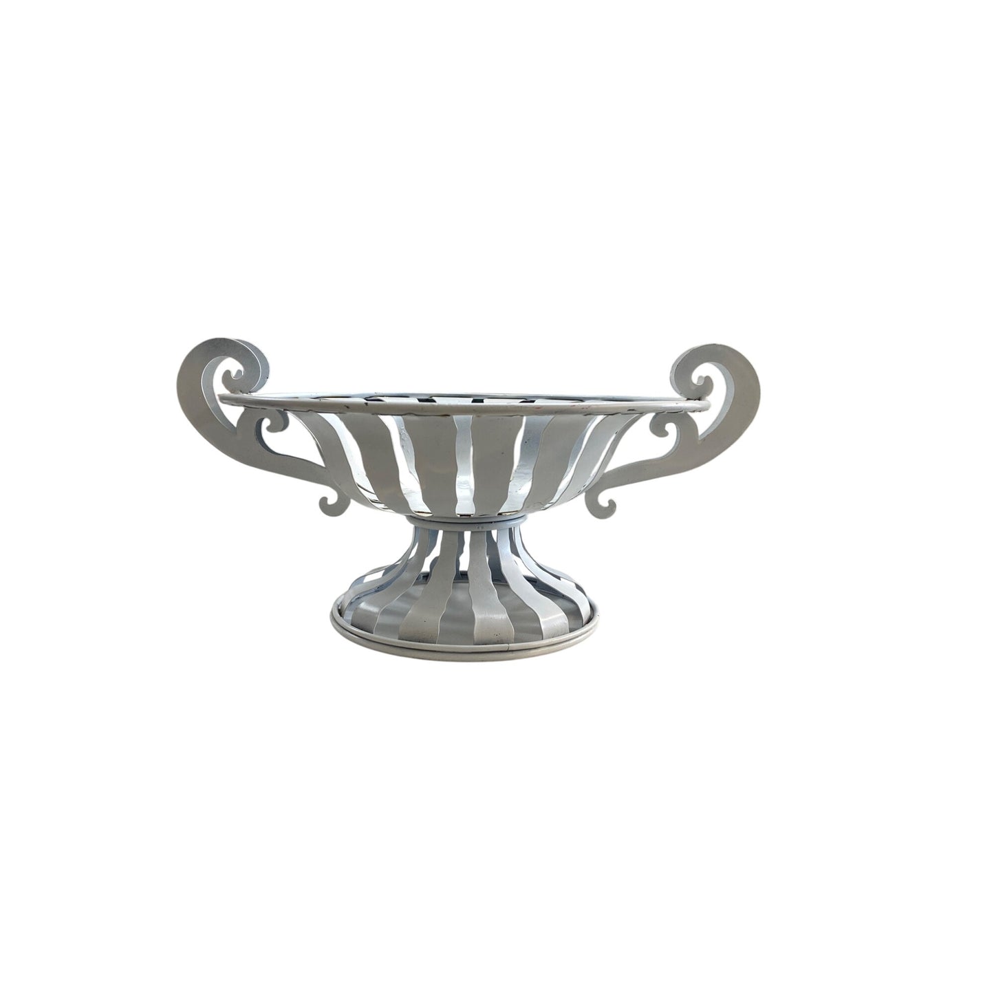 Decorative White Metal Fruit Bowl Urn