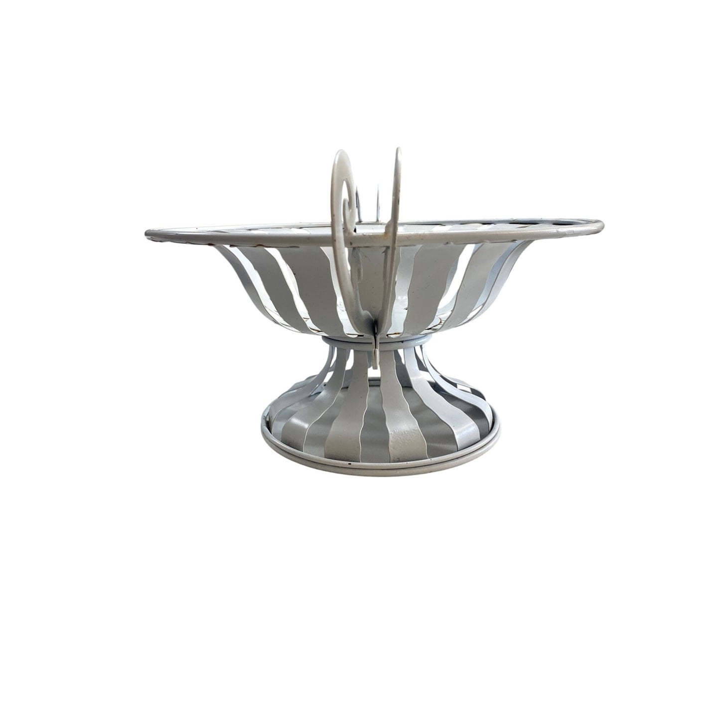 Decorative White Metal Fruit Bowl Urn