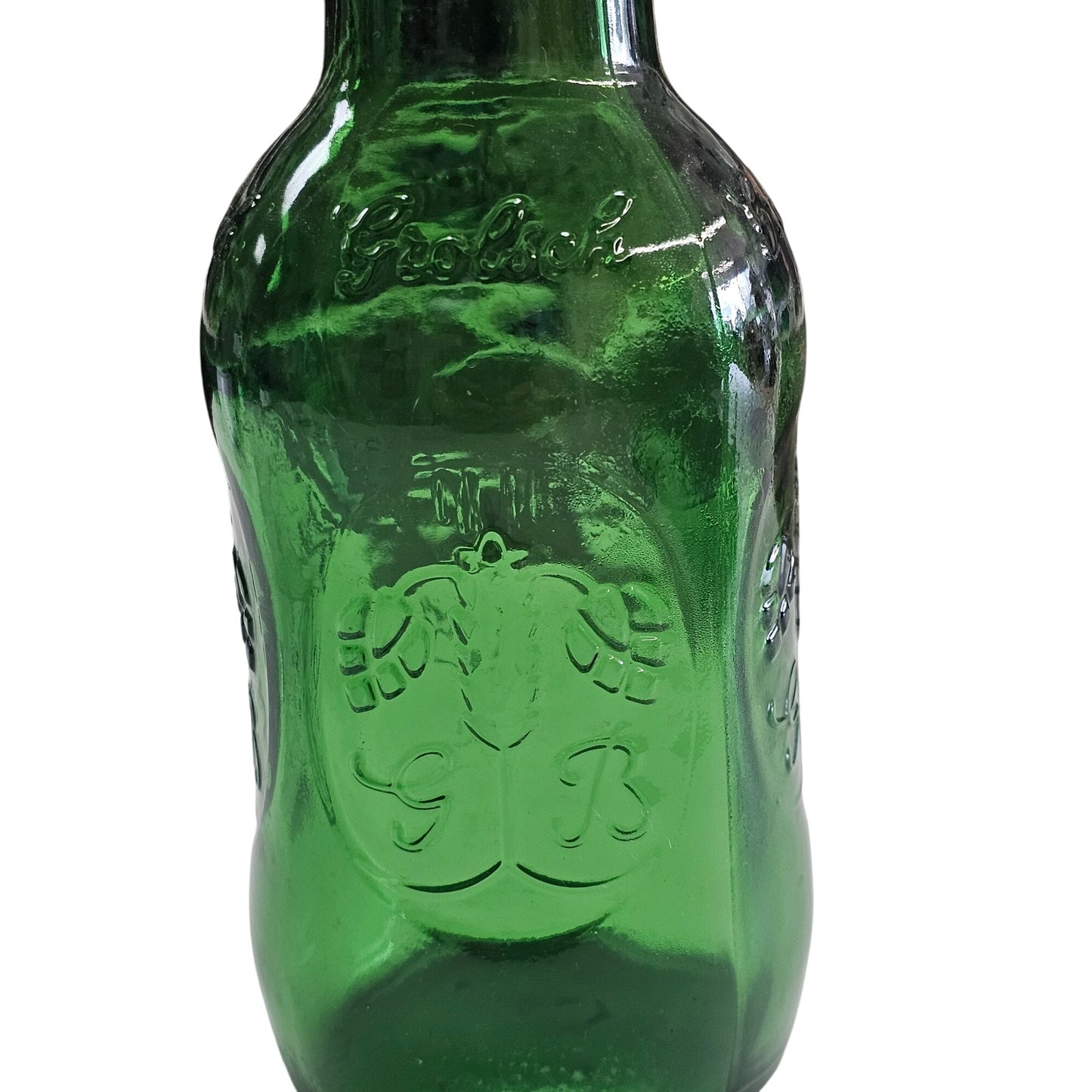 Vintage Grolsch Green Glass Swing-Top Bottle With Embossed Design & Ceramic Stopper