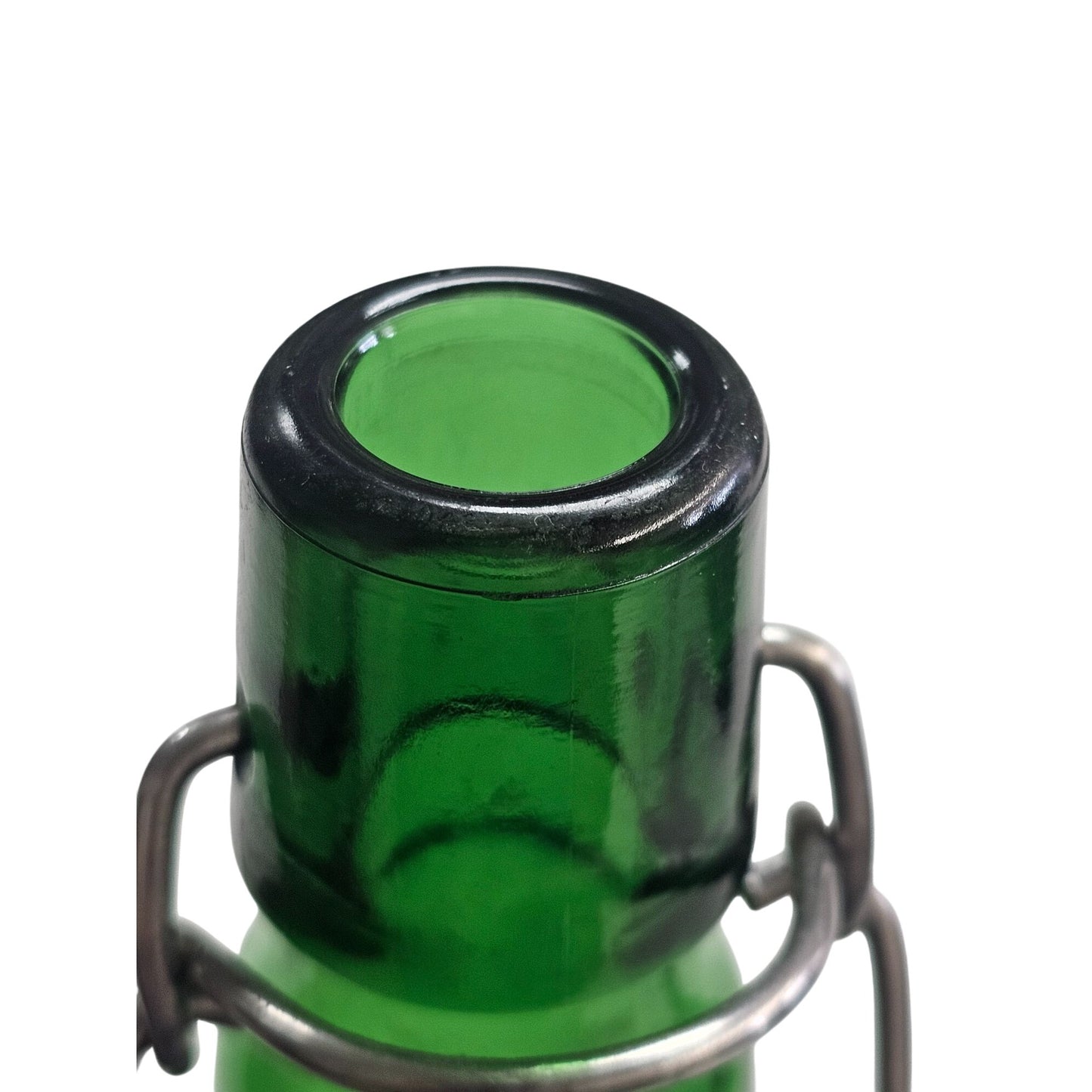 Vintage Grolsch Green Glass Swing-Top Bottle With Embossed Design & Ceramic Stopper