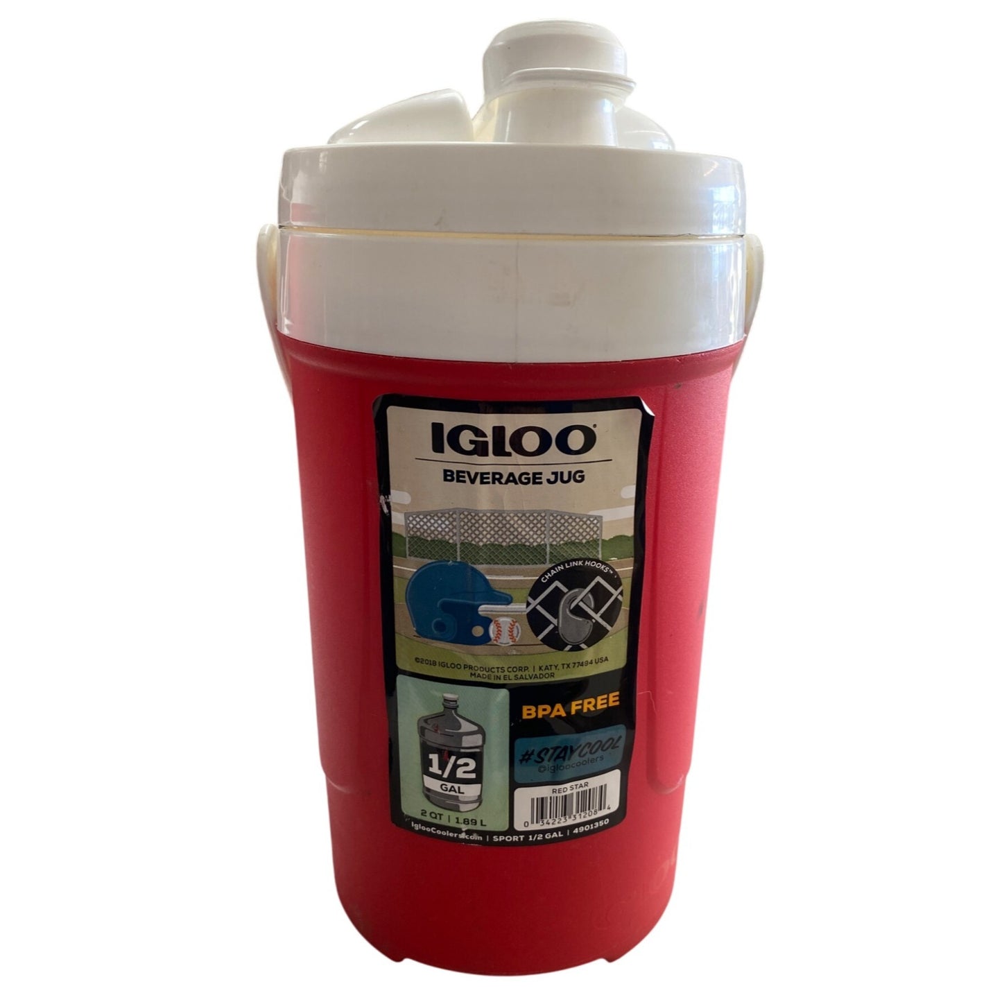 Igloo 1/2 Gallon BPA-Free Red Beverage Jug Handle & Lid