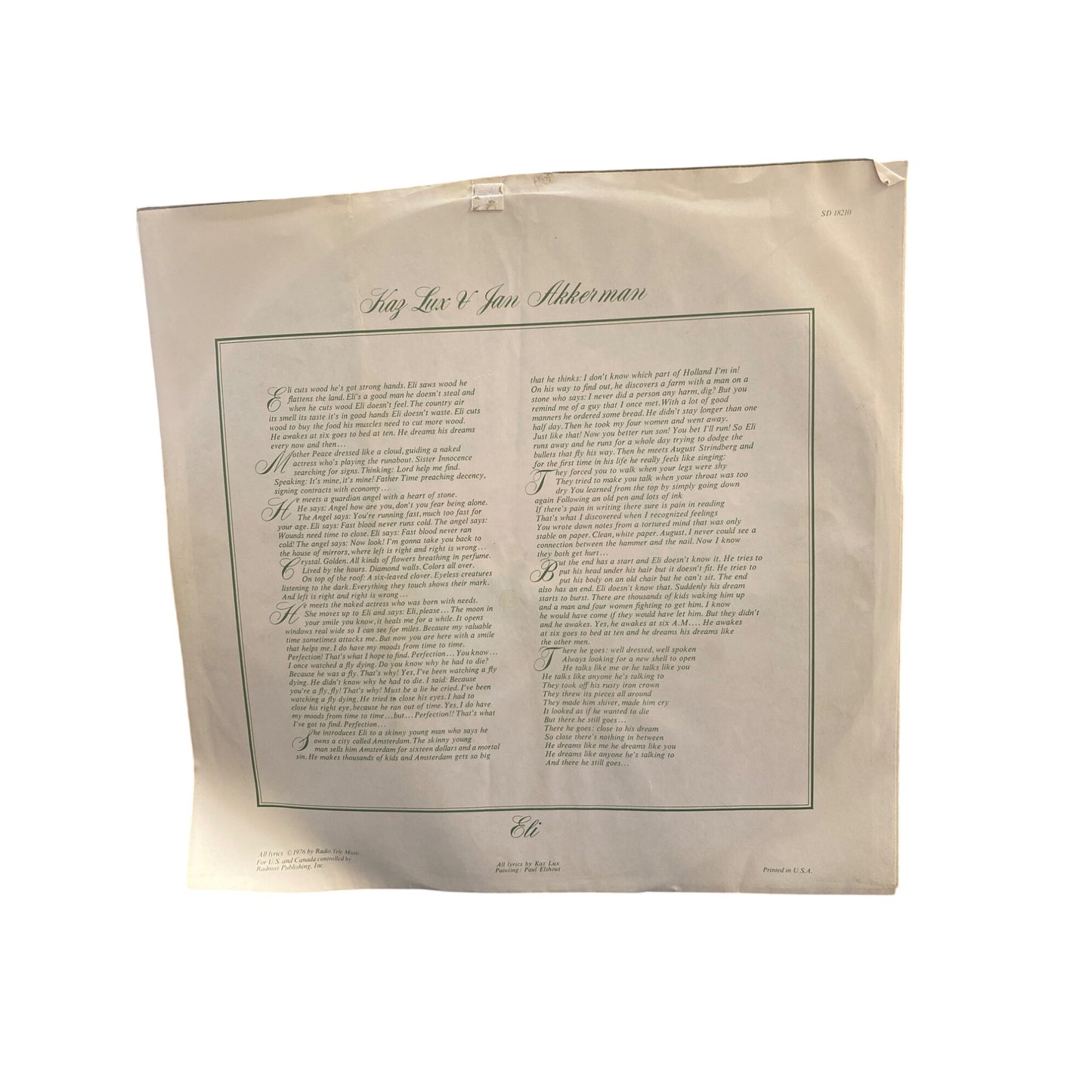 Jan Akkerman & Kaz Lux LP Album 1973 Atlantic Stereo Vinyl Record With Inner Sleeve