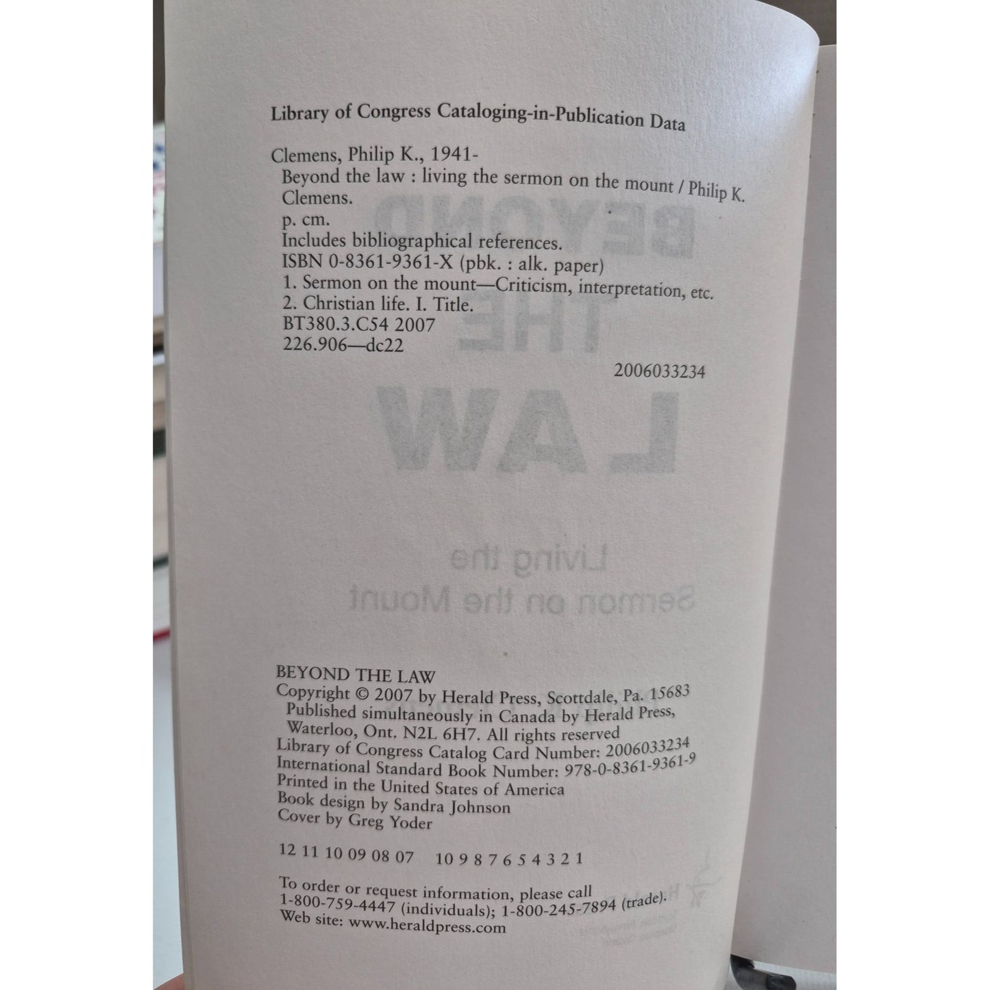 Beyond The Law: Living The Sermon on the Mount by Philip K. Clemens