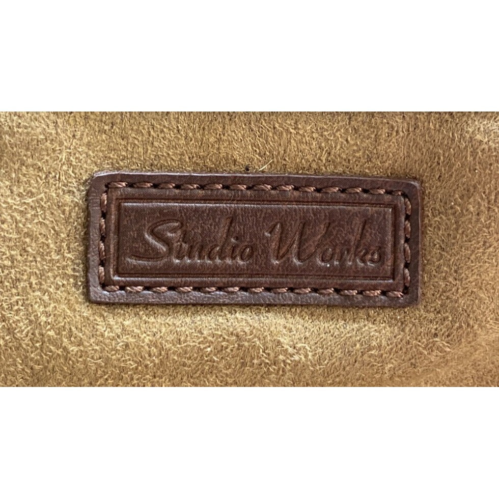 Studio Works Brown Faux Suede & Patchwork Shoulder Bag With Zipper Closure