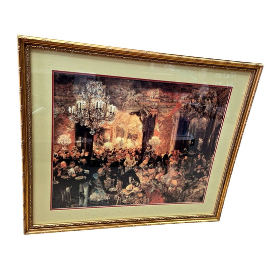 The Dinner at the Ball Supper Framed Print by Adolphe Von Menzel 30 x 34