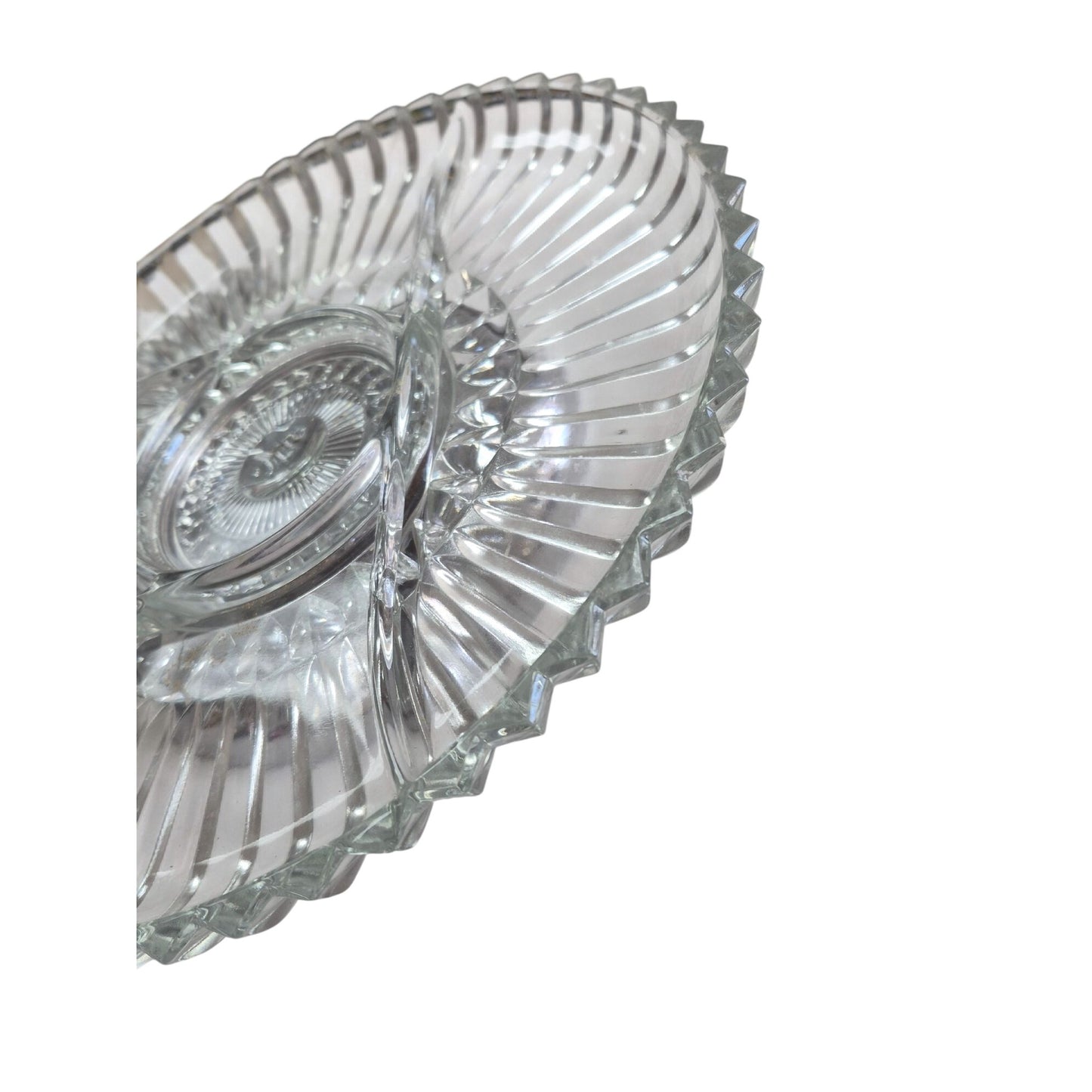 Vintage Kromex Glass Divided Serving Tray Metal Base