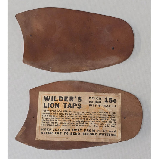Vintage 1920s Leather Shoe Sole Repair Kit Wilder’s Lion Taps Original Label