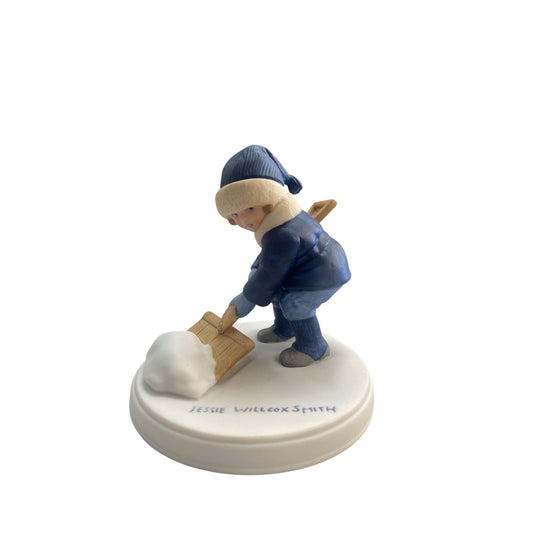 1986 Avon Jessie Willcox Smith Holiday Figurine "A Winter Snow" Handpainted Fine Porcelain Collectible