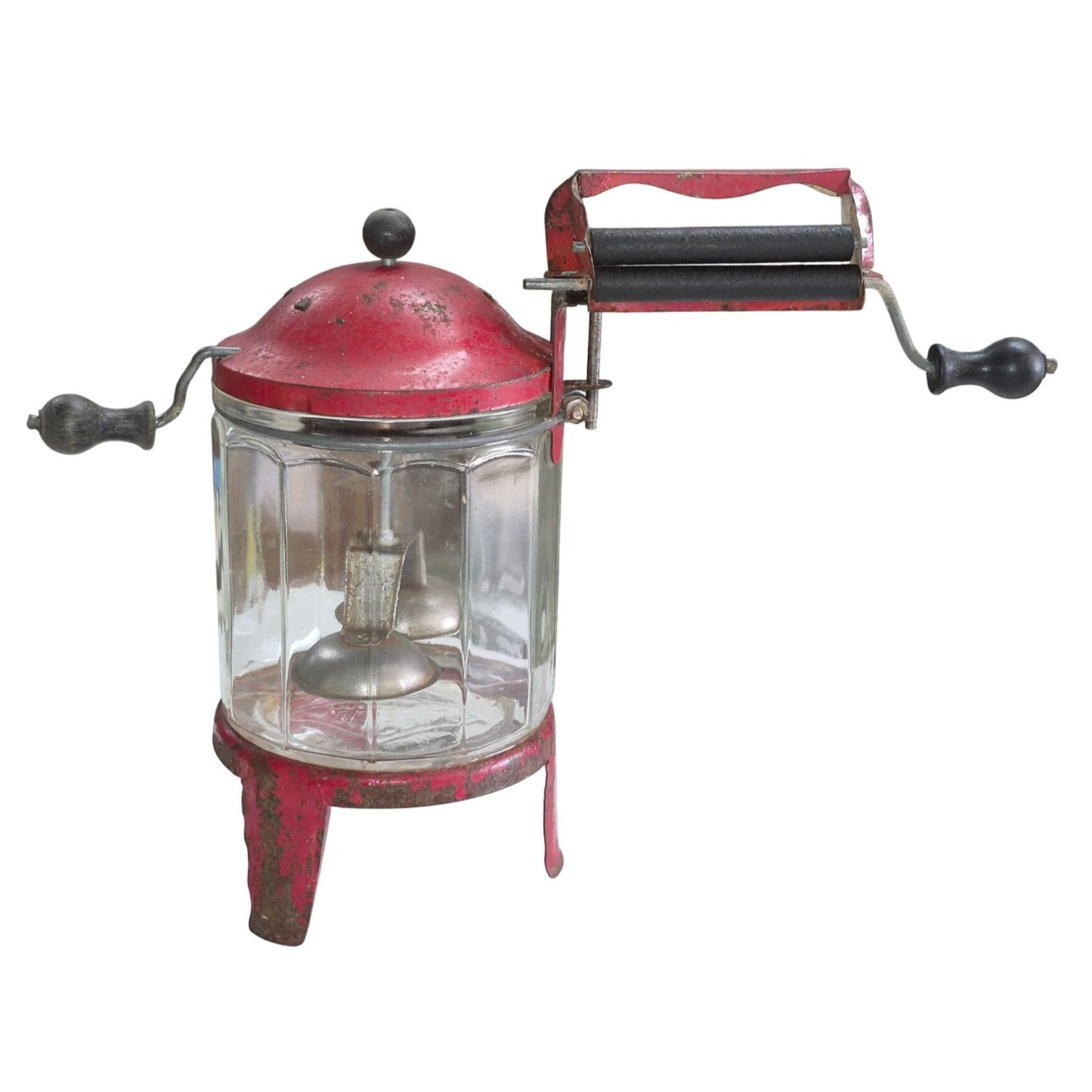 Wolverine Red Metal Toy Washing Machine – 1930s–50s – Glass Jar