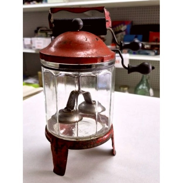Wolverine Red Metal Toy Washing Machine – 1930s–50s – Glass Jar