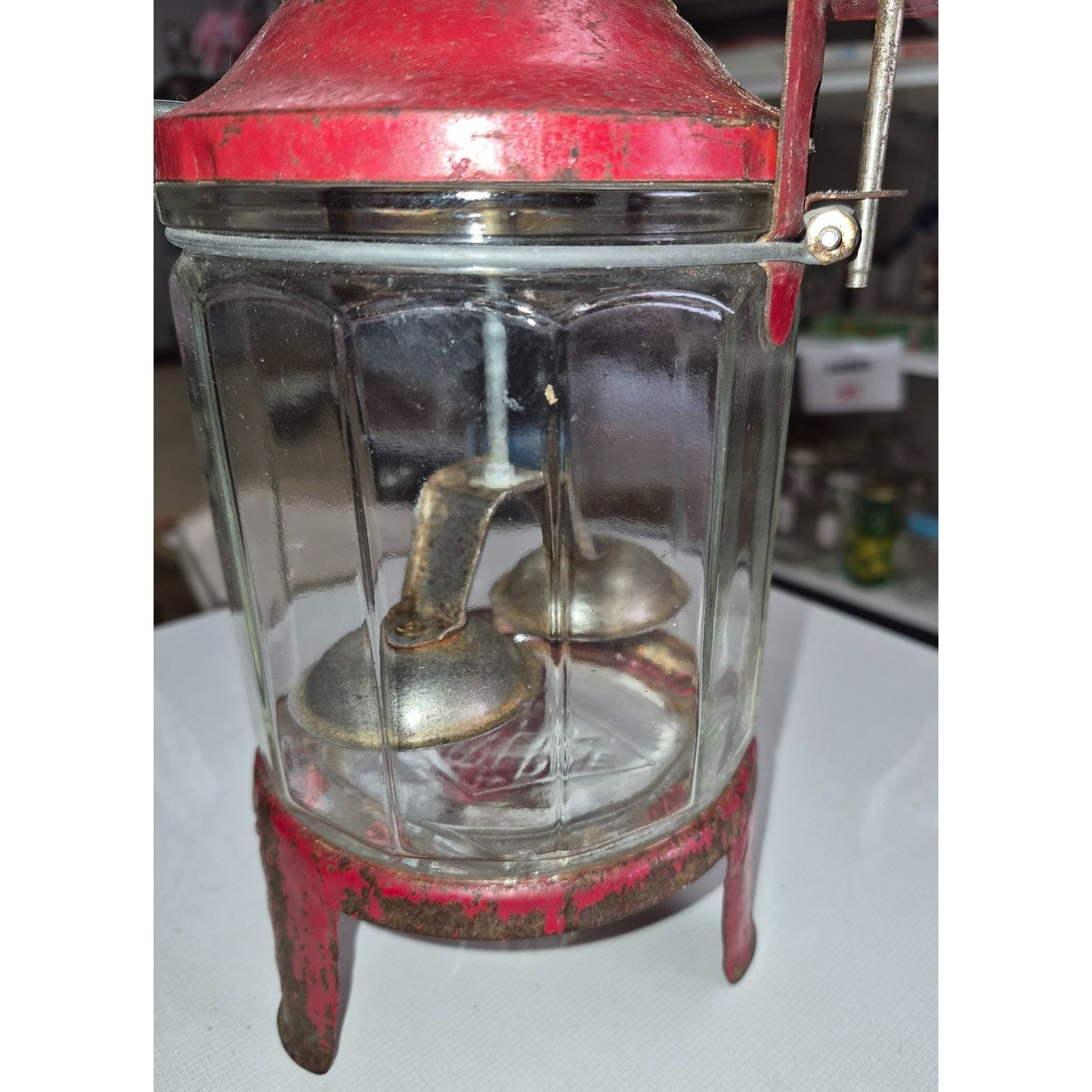 Wolverine Red Metal Toy Washing Machine – 1930s–50s – Glass Jar