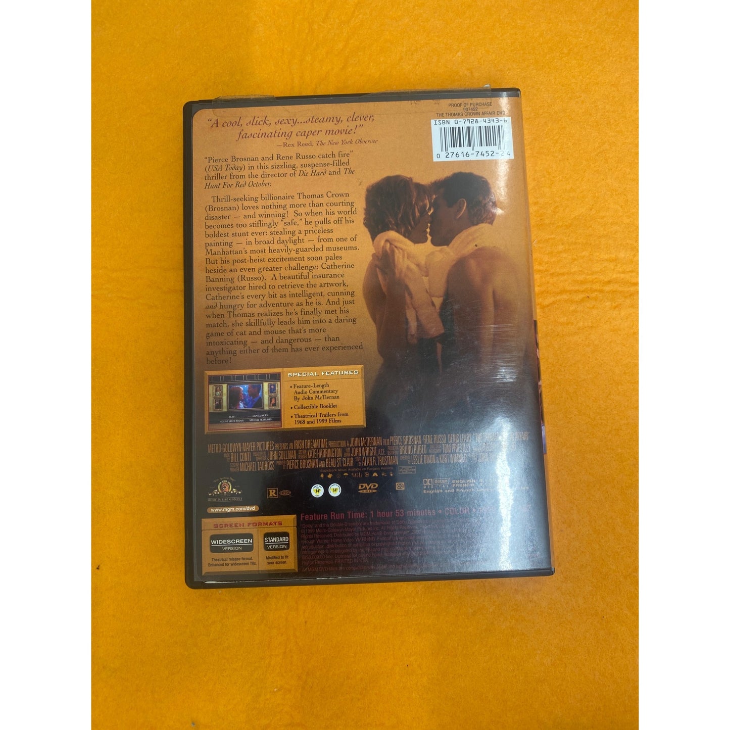 The Thomas Crown Affair DVD Movie Starring Pierce Brosnan & Rene Russo