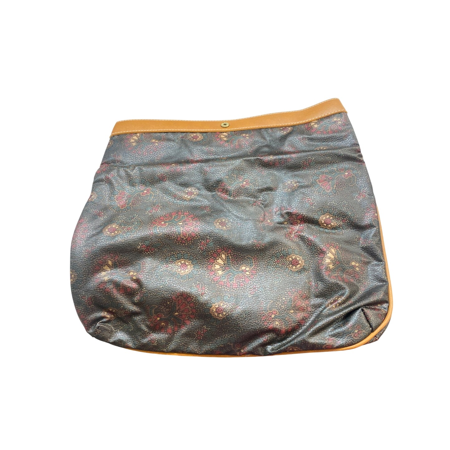 Vintage Avon Paisley Print Tote Bag & Matching Clutch With Tan Faux Leather Accents