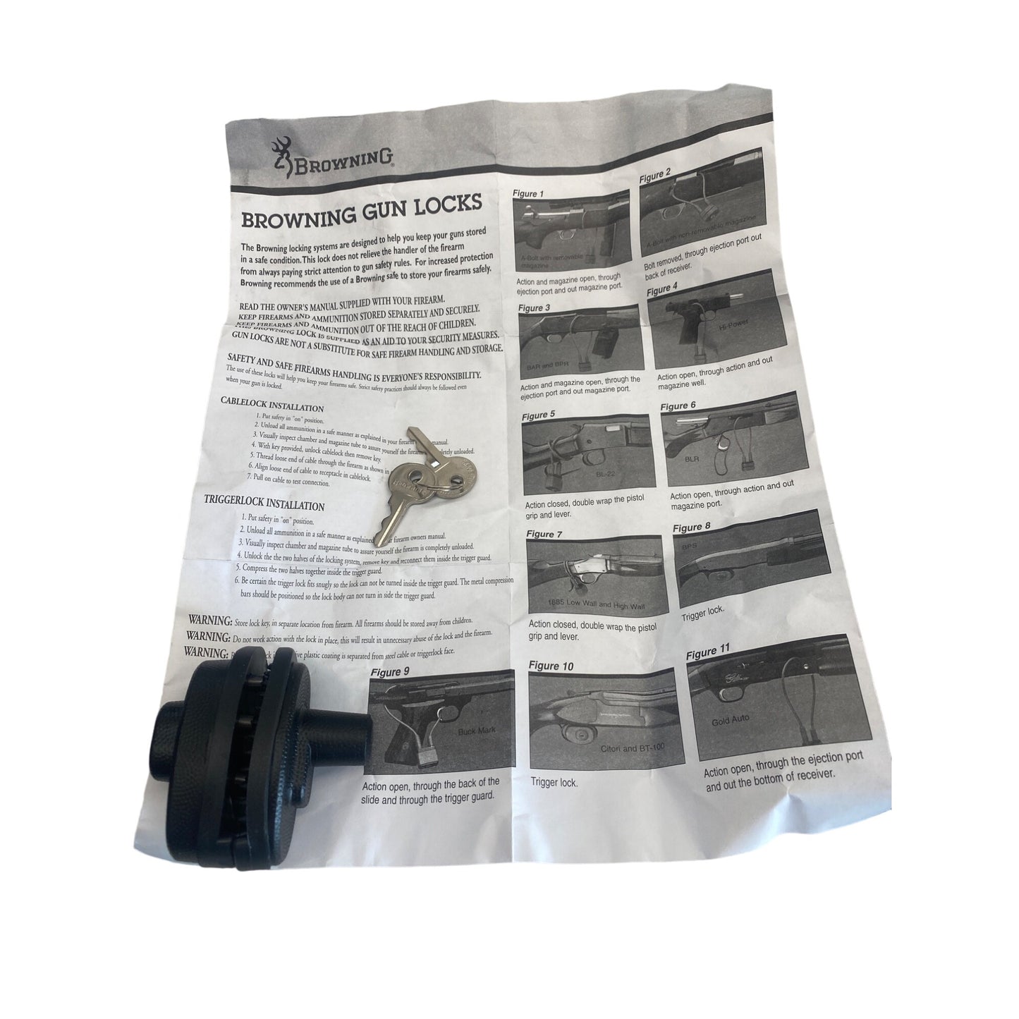 Browning Gun Lock Trigger Safety Device W/ Keys