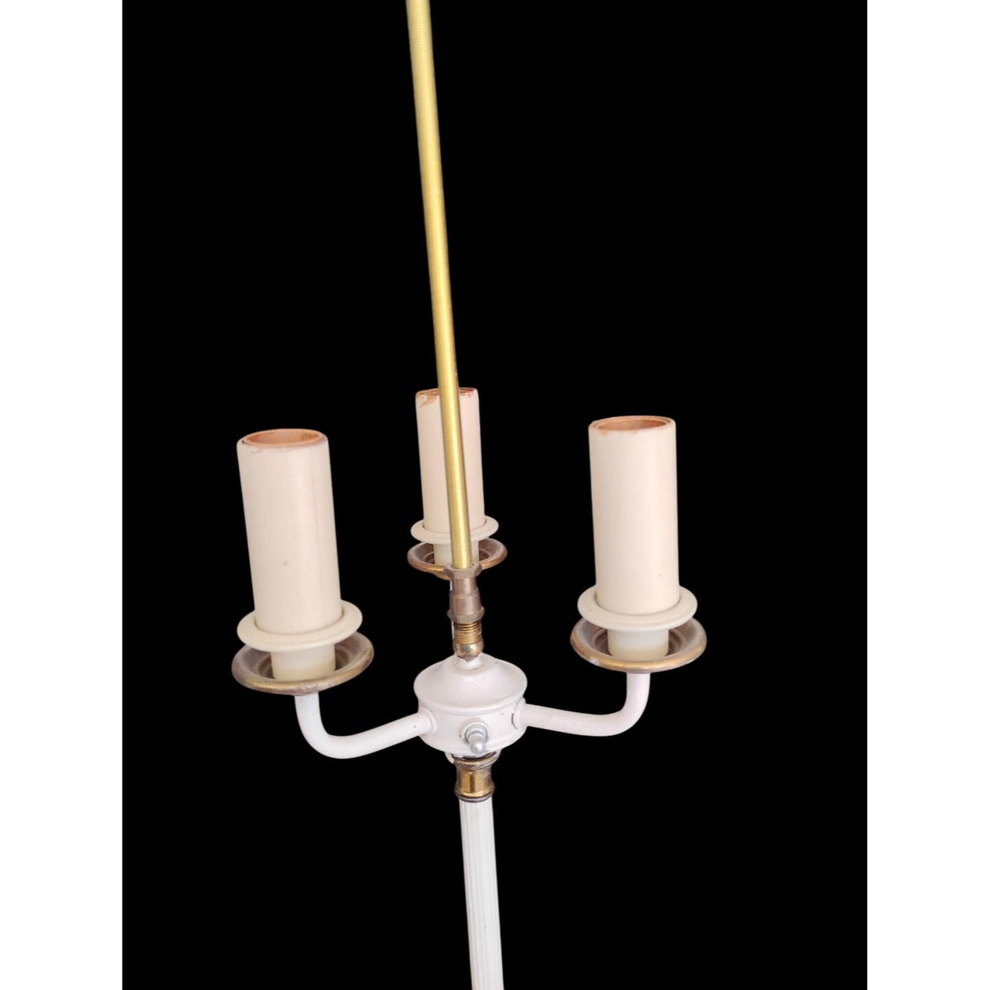 Vintage Cast Iron Torchiere Floor Lamp Three Candelabra Arms 63"