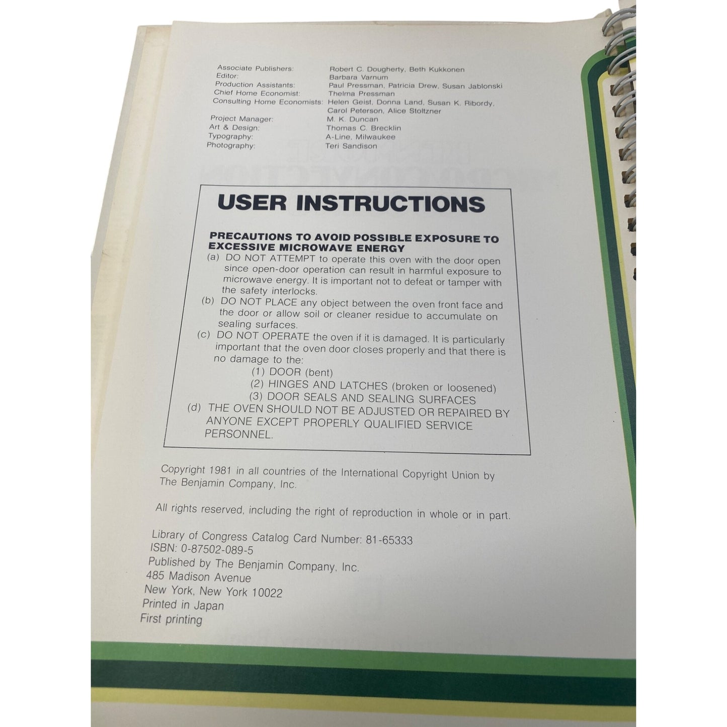 Kenmore Micro/Convection Cooking Cookbook 1981 Illustrated Spiral Bound