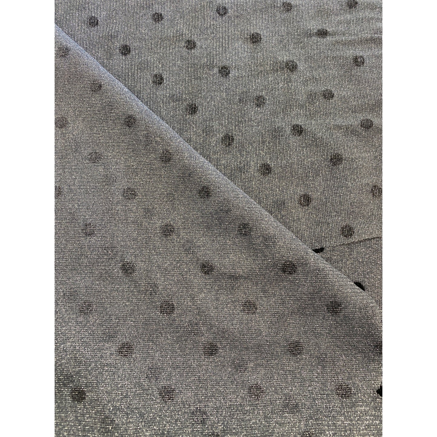 Gray & Black Polka Dot 70" Wide Fabric By 2 Yards Sheer Polyester