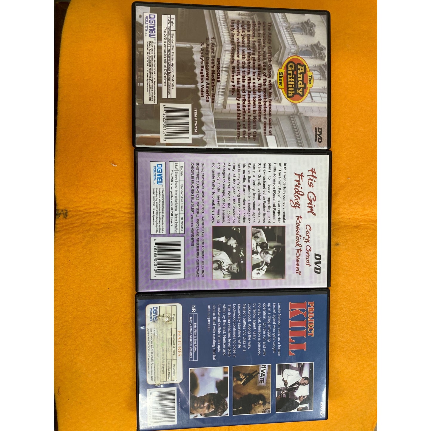 "The Andy Griffith Show" & "His Girl Friday" & "Product To Kill" 3-DVD