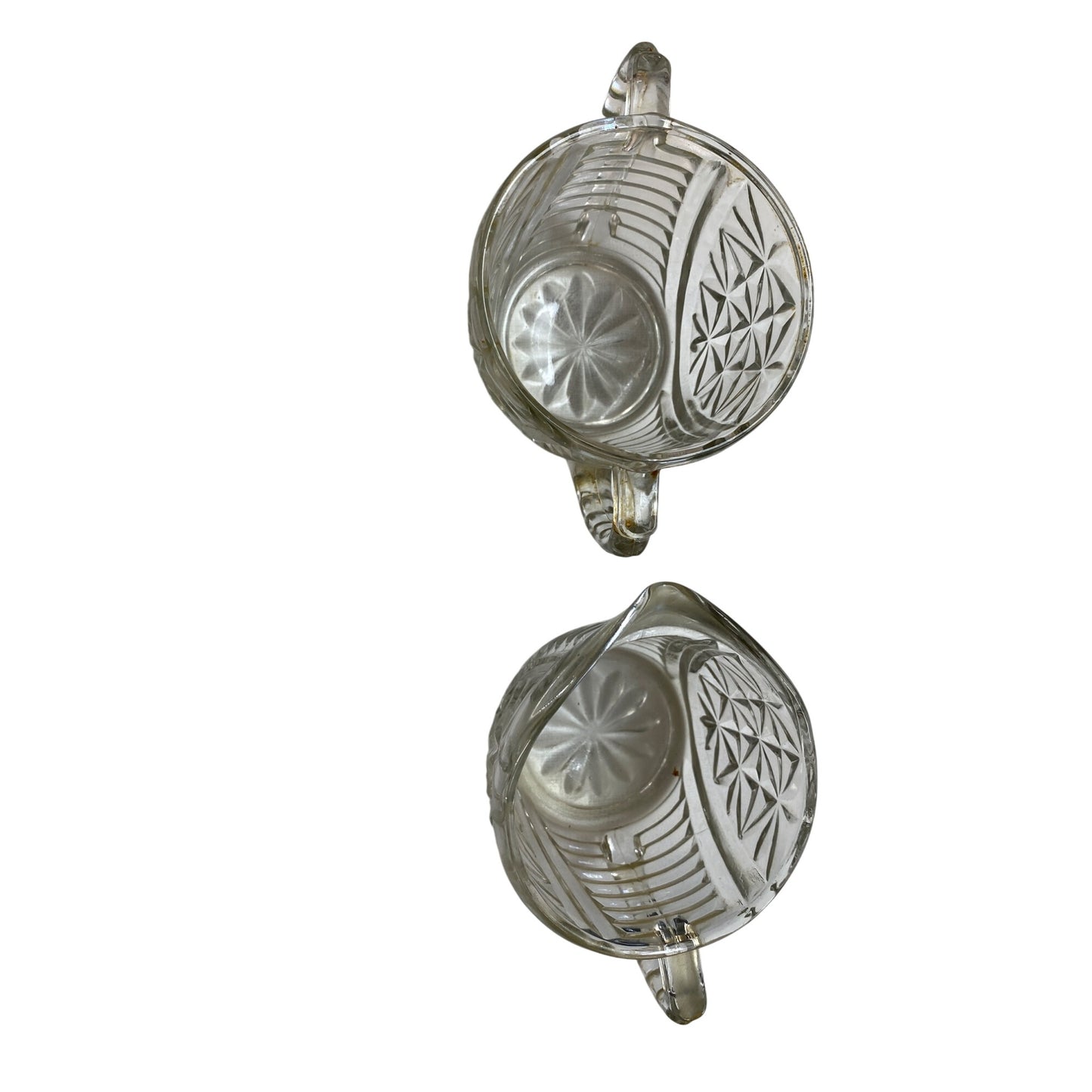 Vintage Diamond Pattern Glass Creamer & Sugar Bowl Set