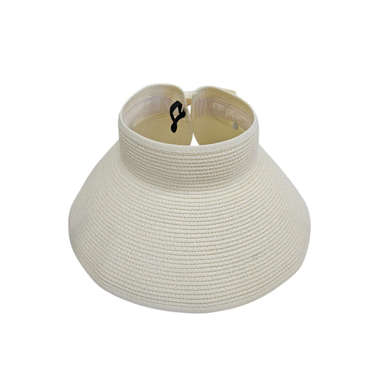 Wide Brim Womens Sun Visor Hat With Bow Detail In Ivory