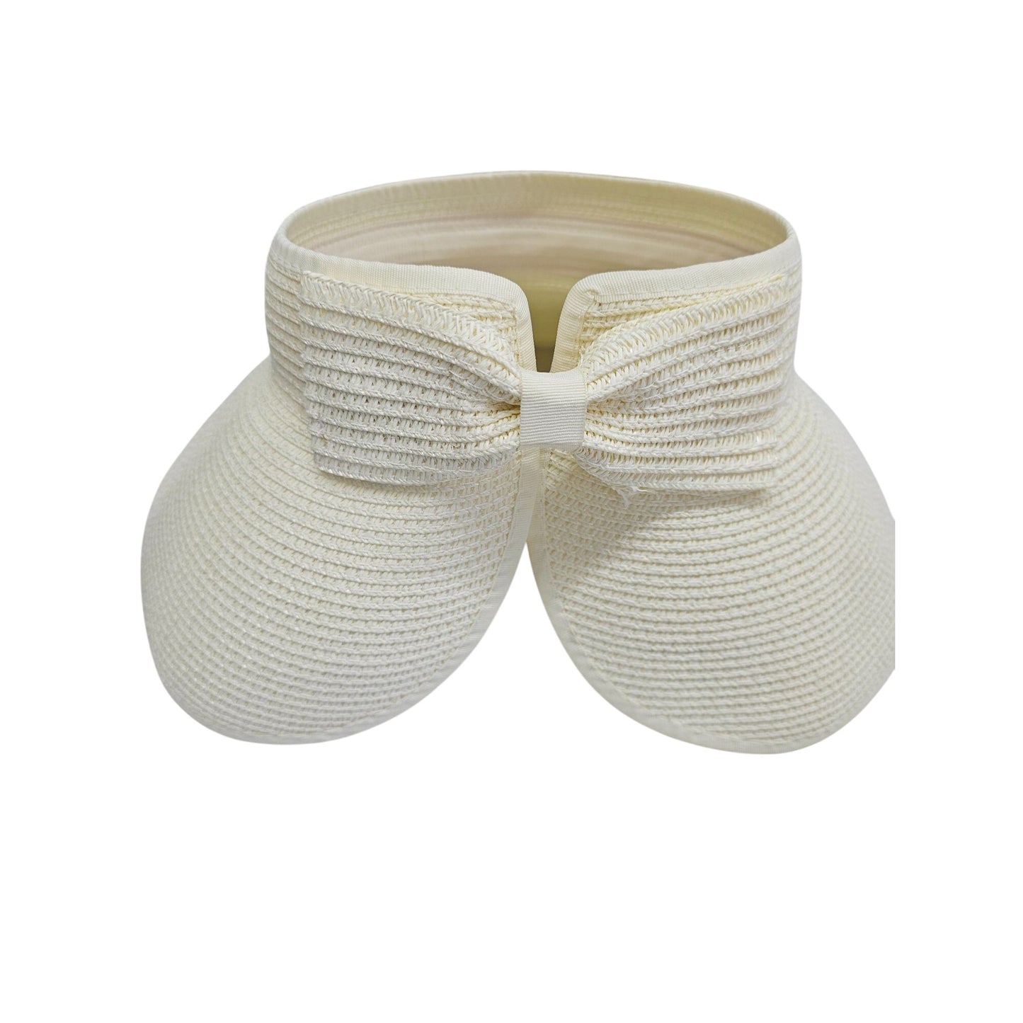Wide Brim Womens Sun Visor Hat With Bow Detail In Ivory