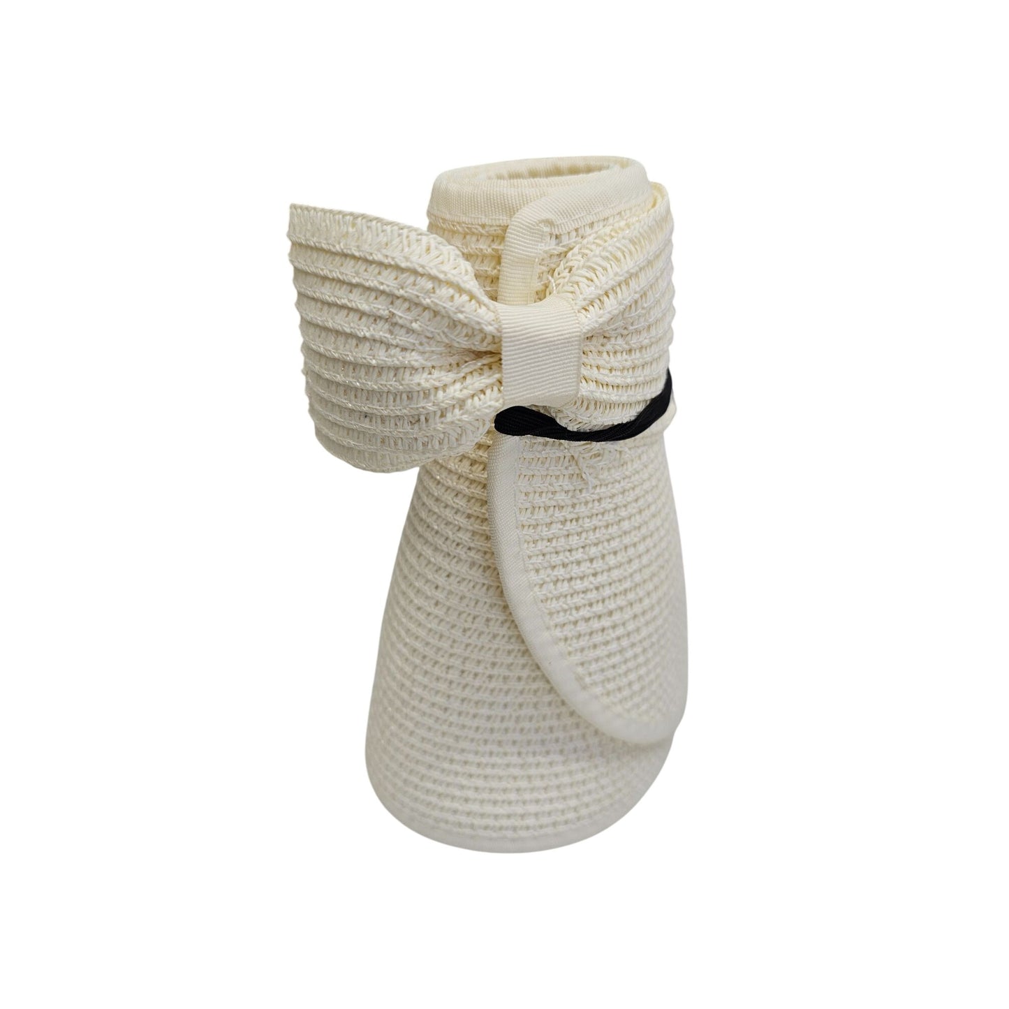 Wide Brim Womens Sun Visor Hat With Bow Detail In Ivory