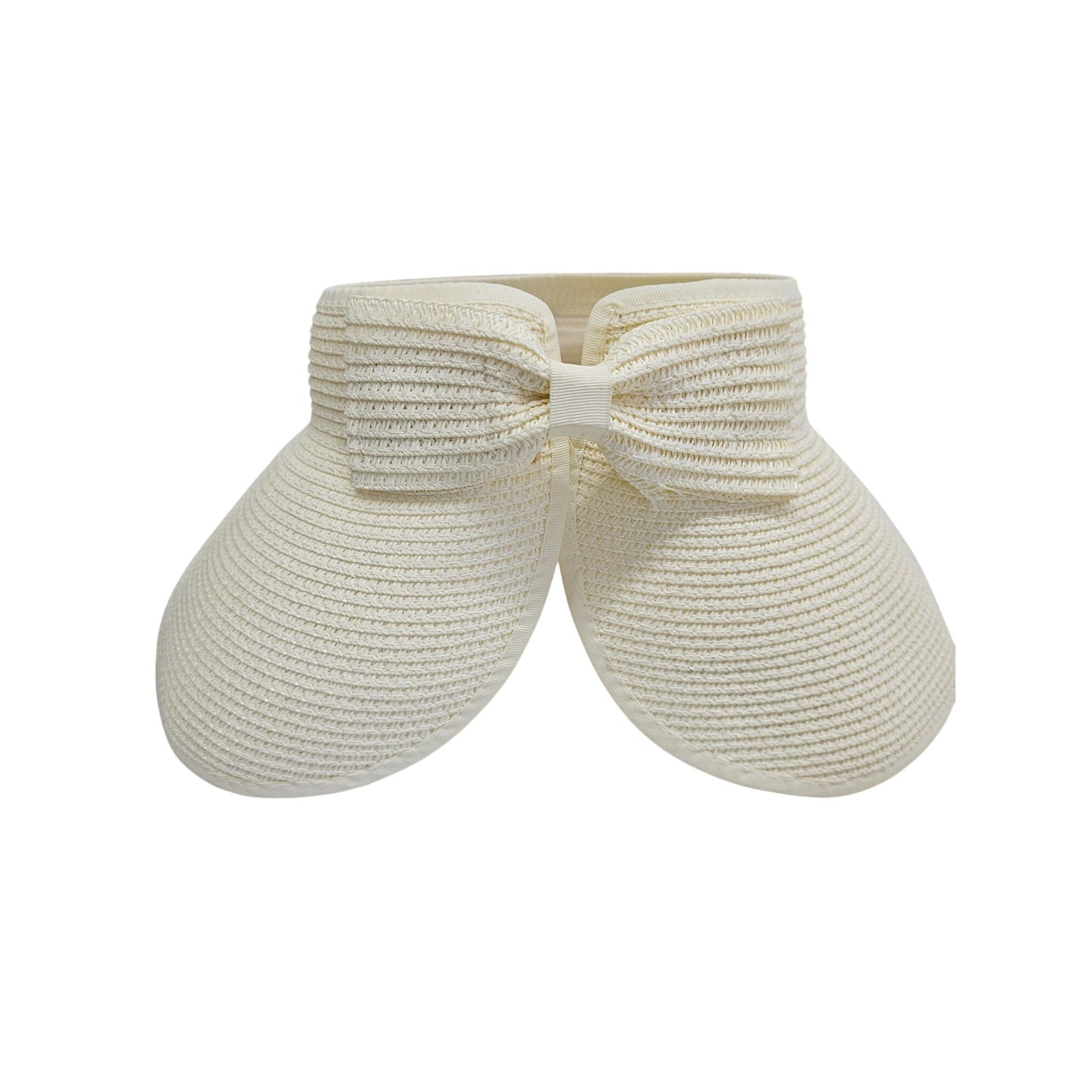 Wide Brim Womens Sun Visor Hat With Bow Detail In Ivory