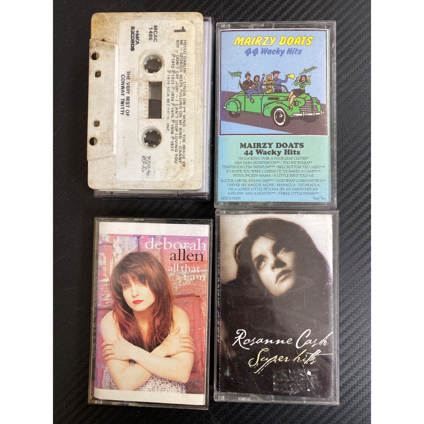 Vintage Cassette Tape Lot Featuring Conway Twitty Mairzy Doats Deborah Allen & Rosanne Cash - 4 Classic Albums