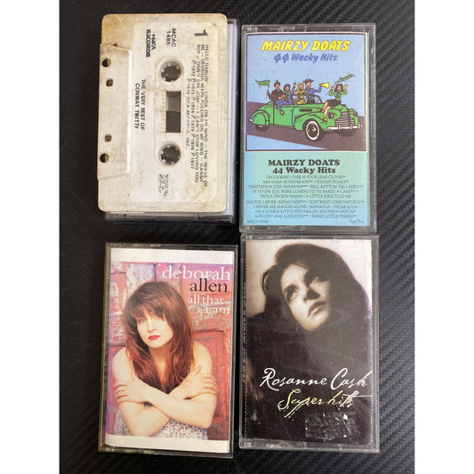 Vintage Cassette Tape Lot Featuring Conway Twitty Mairzy Doats Deborah Allen & Rosanne Cash - 4 Classic Albums