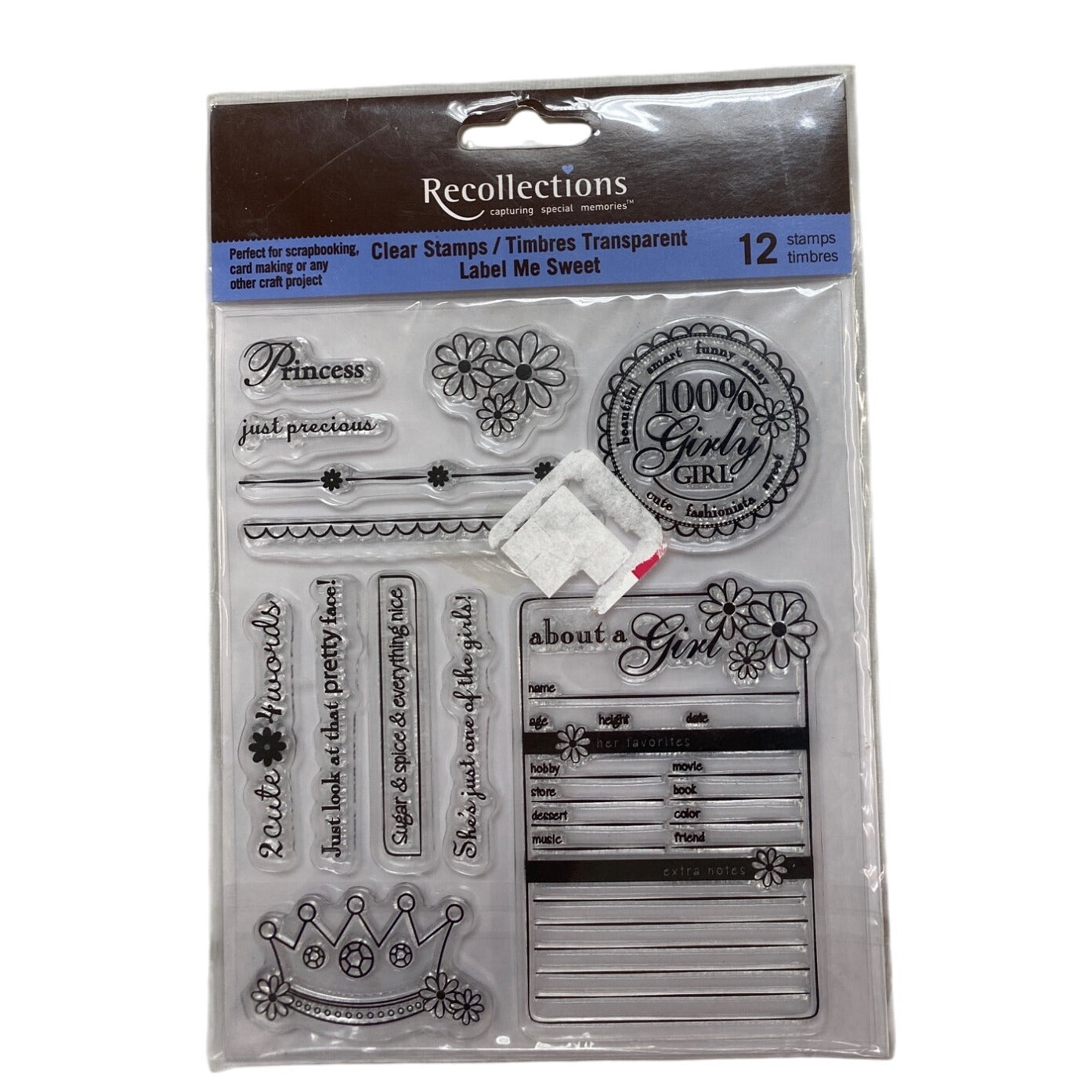 Recollections Label Me Sweet 12 Clear Stamps Set For Crafting & Scrapbooking
