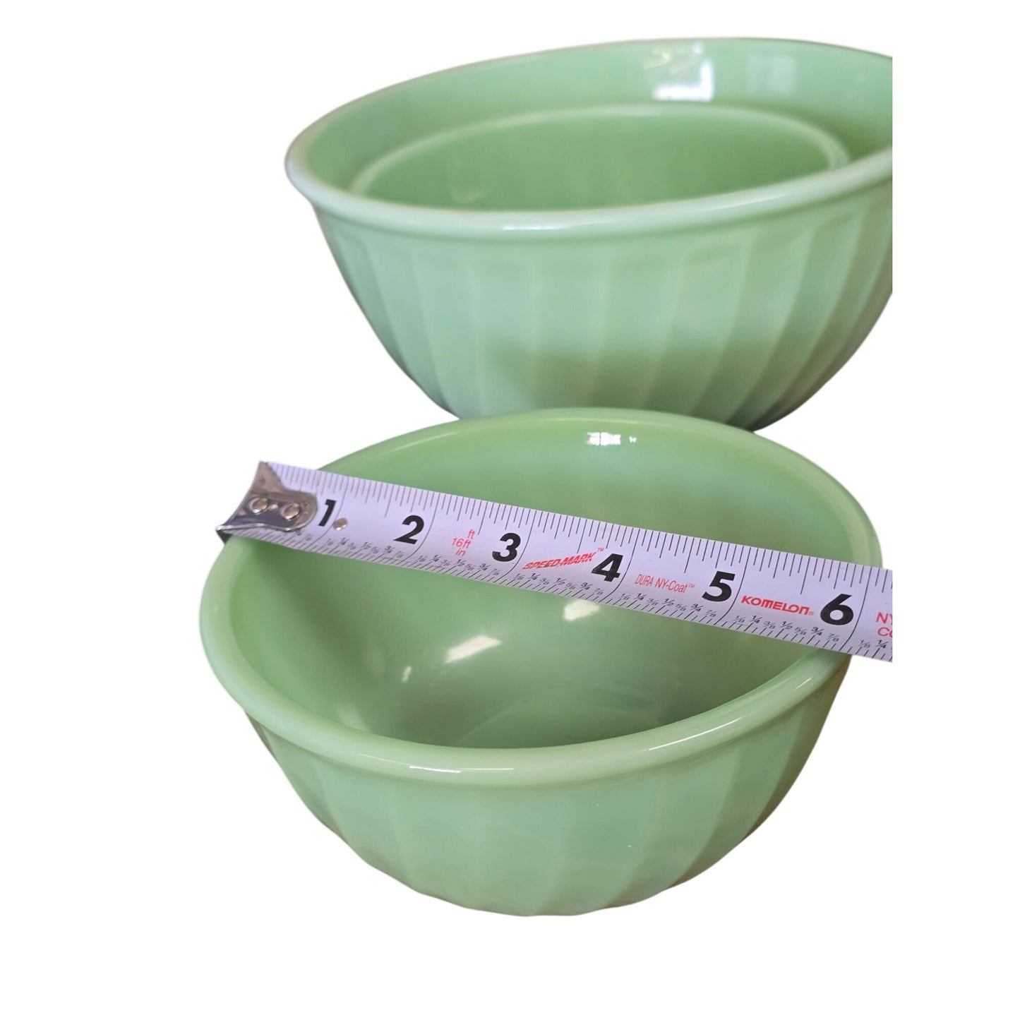 Vintage Fire-King Jadeite Swirl Mixing Bowl Set 3  Made In USA