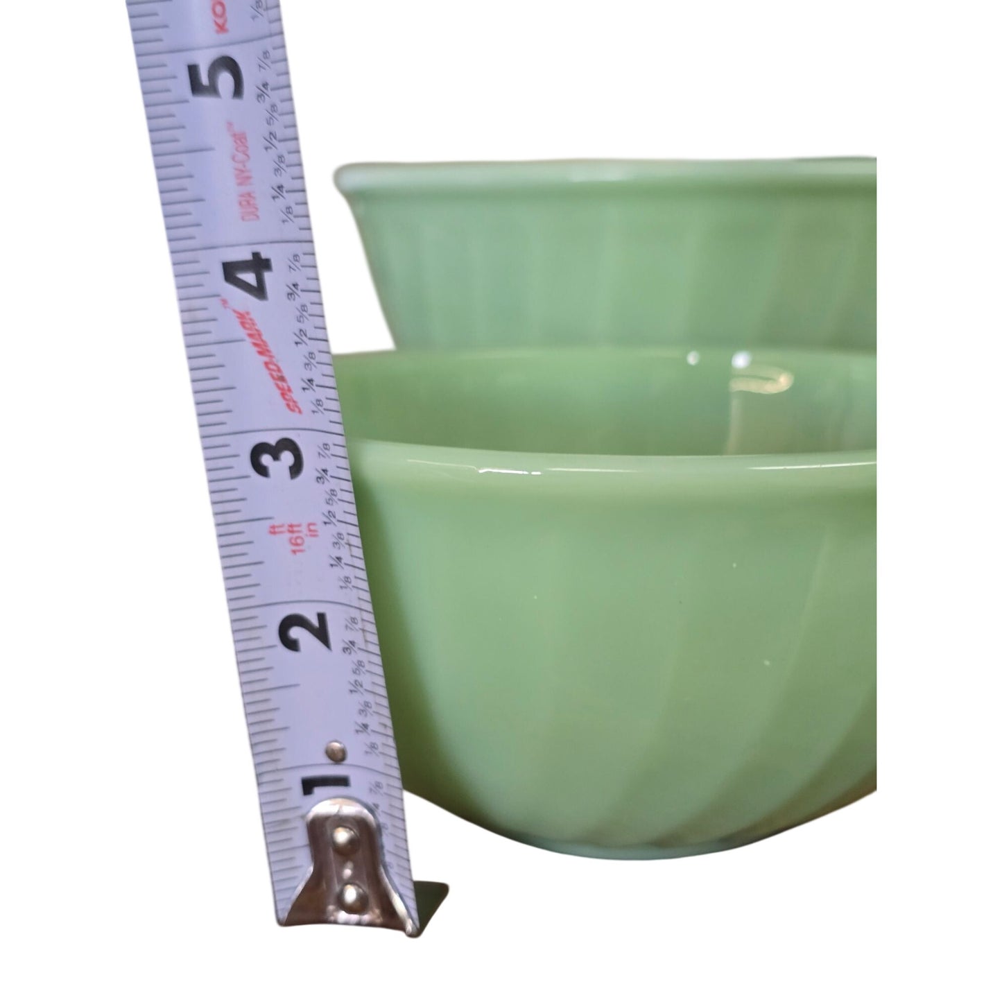 Vintage Fire-King Jadeite Swirl Mixing Bowl Set 3  Made In USA