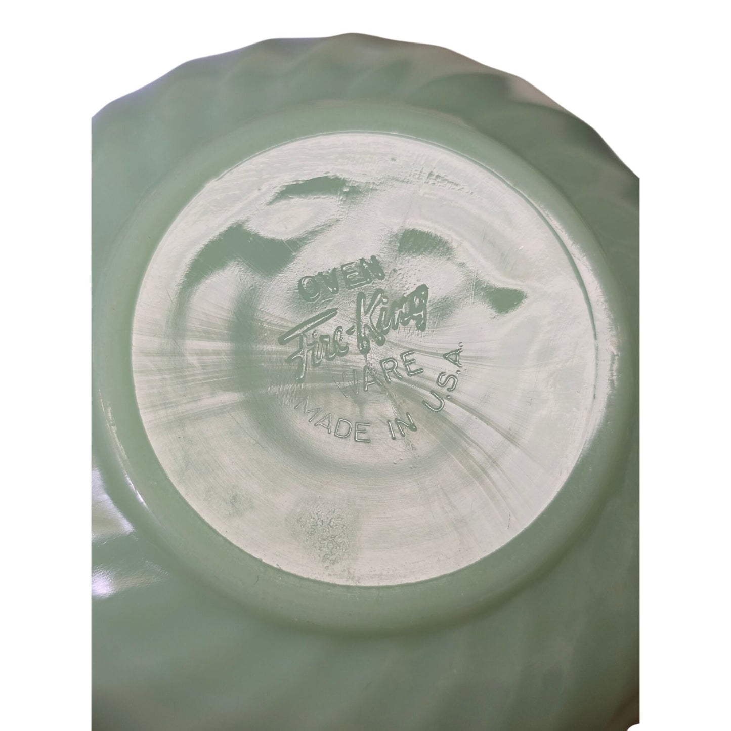 Vintage Fire-King Jadeite Swirl Mixing Bowl Set 3  Made In USA