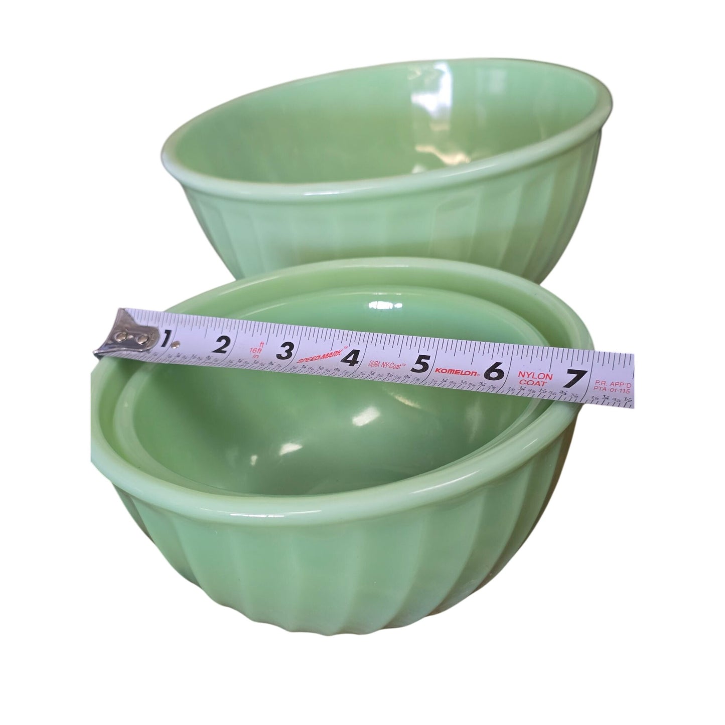 Vintage Fire-King Jadeite Swirl Mixing Bowl Set 3  Made In USA