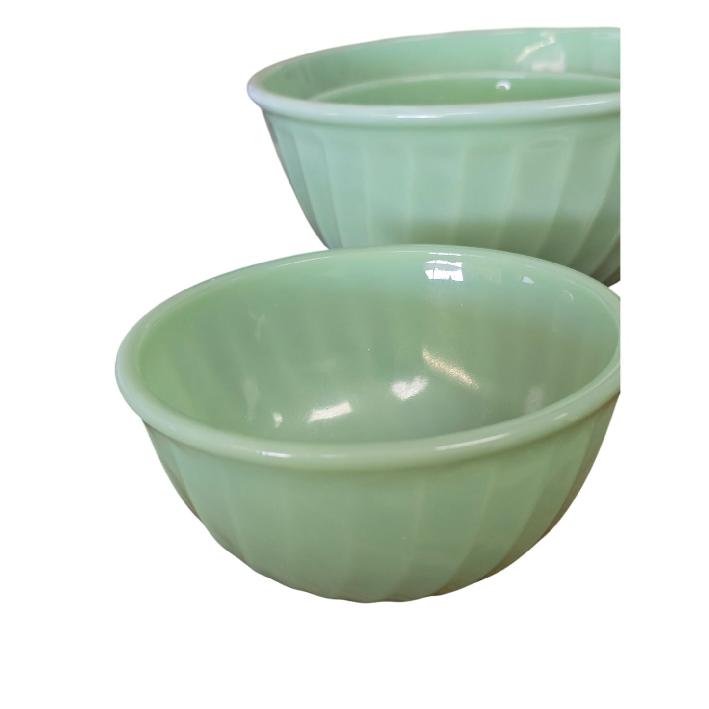 Vintage Fire-King Jadeite Swirl Mixing Bowl Set 3  Made In USA