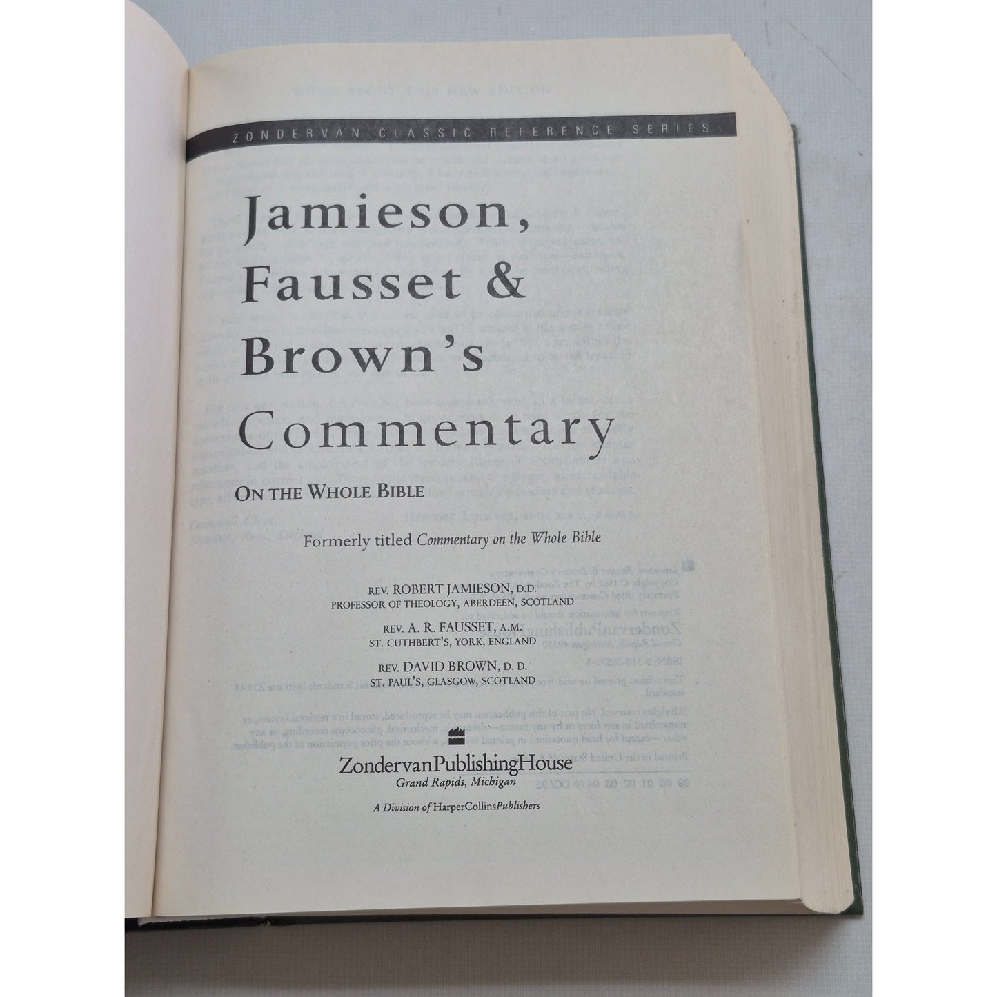 Jamieson Fausset & Browns Commentary On The Whole Bible Hardcover Zondervan Classic
