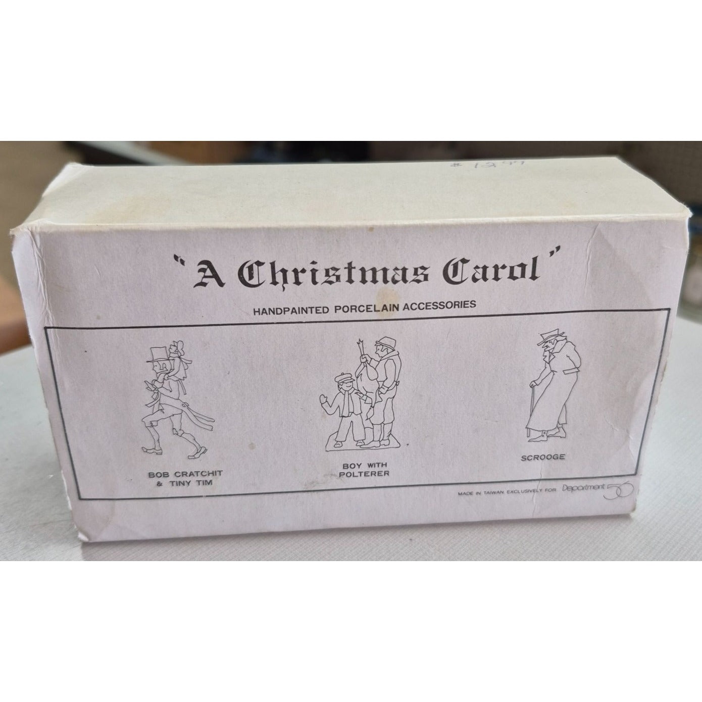 Handpainted Porcelain "A Christmas Carol" Figurines Set Featuring Bob Cratchit Tiny Tim Boy With Polterer & Scrooge