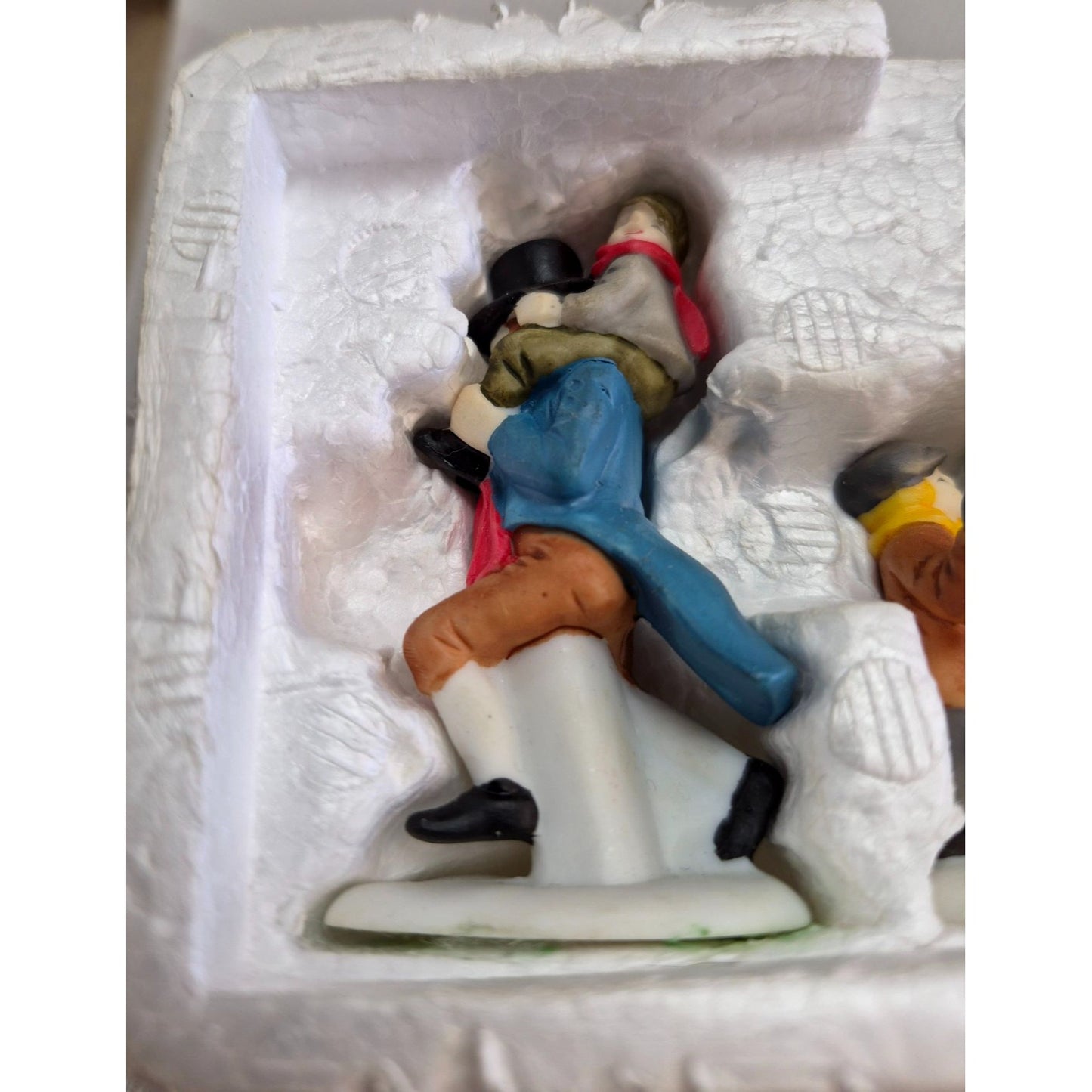 Handpainted Porcelain "A Christmas Carol" Figurines Set Featuring Bob Cratchit Tiny Tim Boy With Polterer & Scrooge