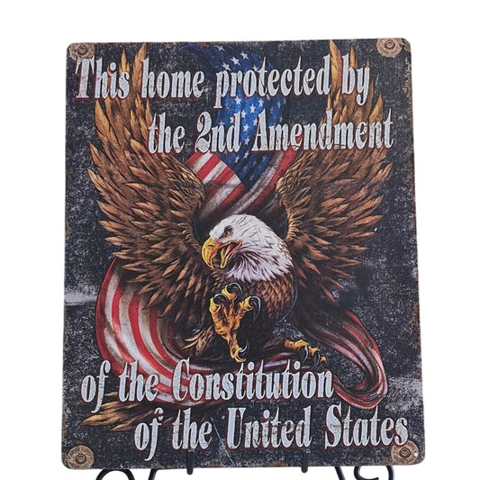 Metal Sign Decor The 2nd Amendment Bald Eagle Wall Hanging USA