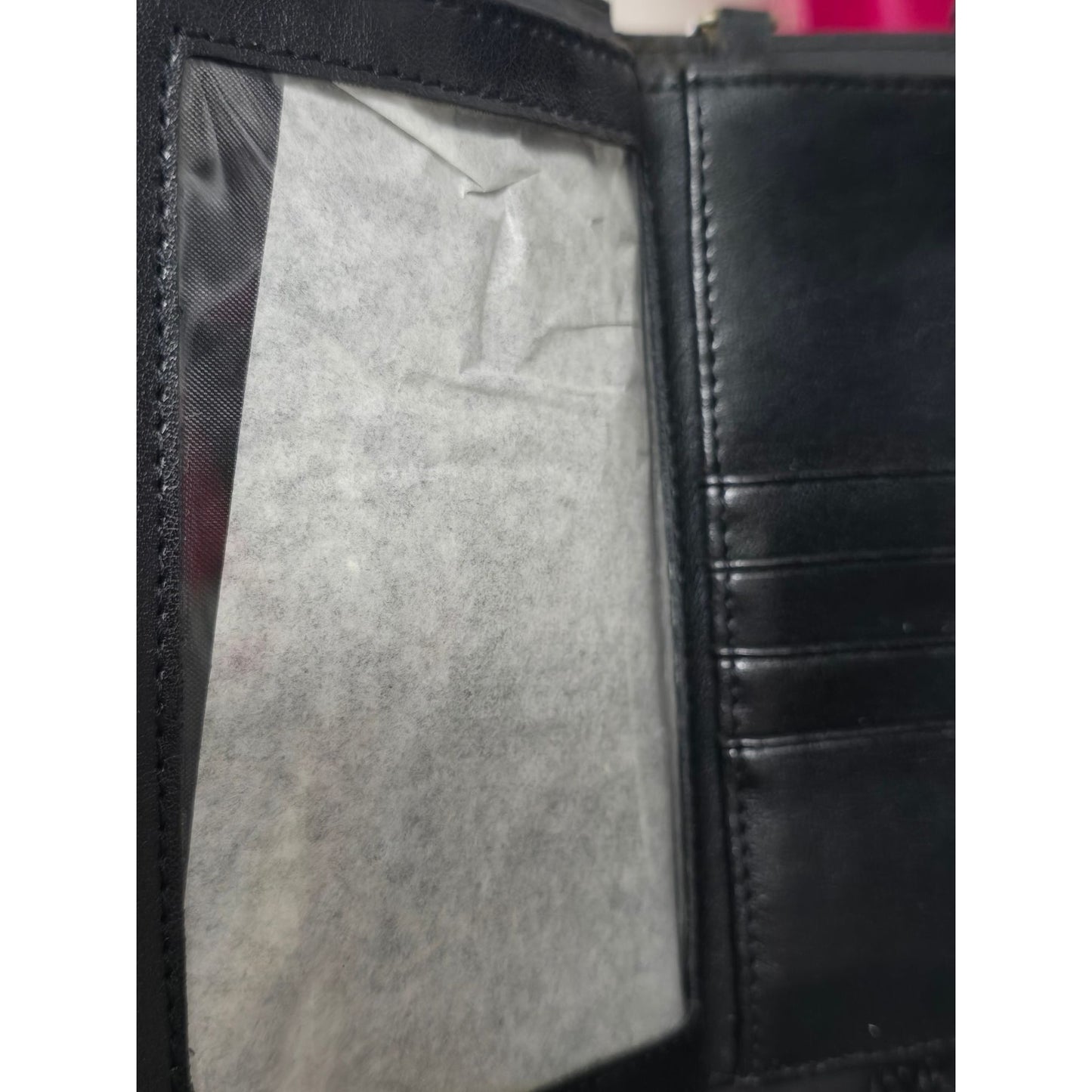 Buxton Crossbody Wallet Genuine LEATHER Organizer Clutch Credit Card Black Trifold